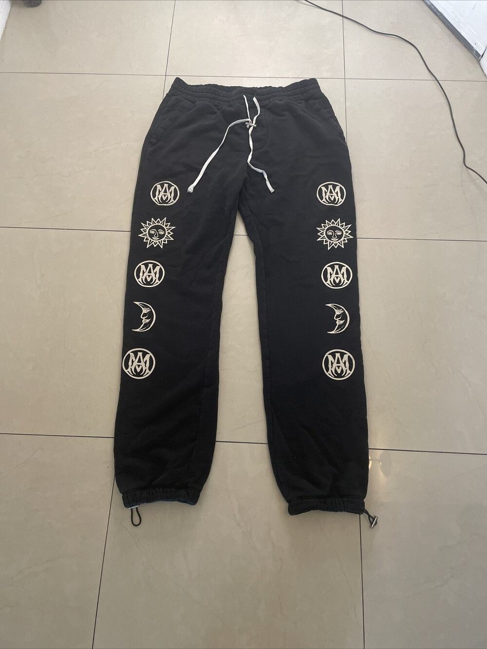AMIRI Zoltar Sun Moon MA Logo Sweatpants Black Men’s Joggers Celestial size L